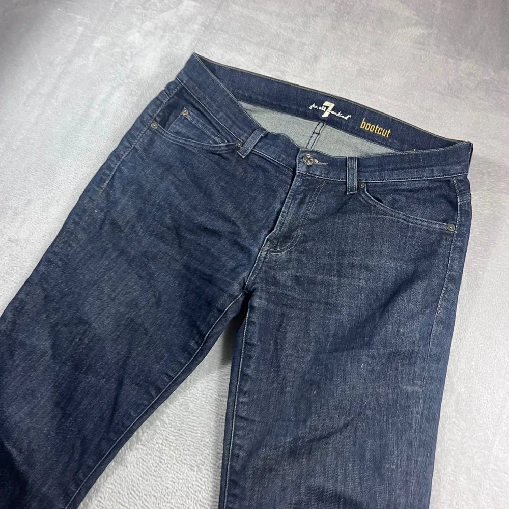 7 For All Mankind Mens Bootcut Jeans Dark Wash Blue Denim Size 33 Stretch